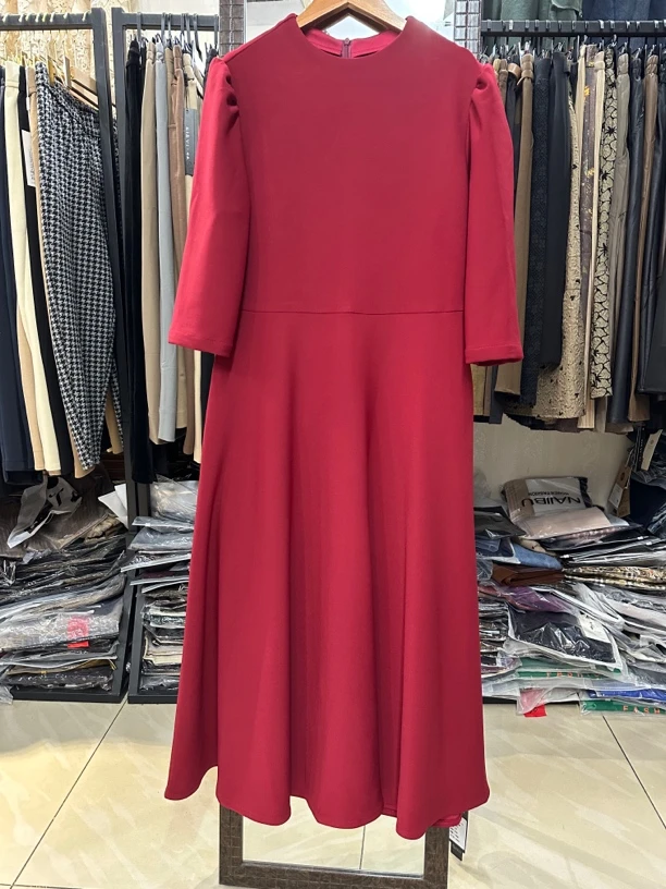 中长款七分袖气质简约款连衣裙～110斤～160斤左右