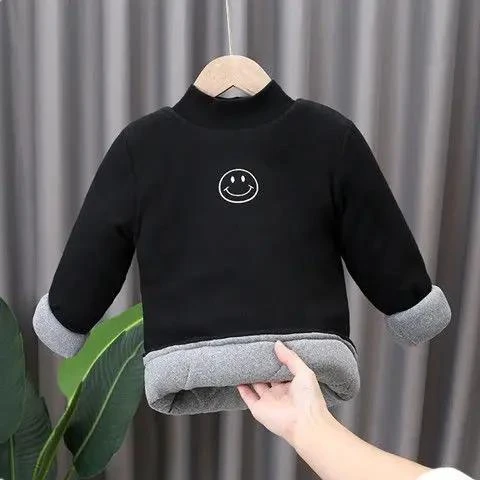 巴拉甄选优选荳男女童加厚加棉套头棉衣冬款打底衫中小童三层保暖