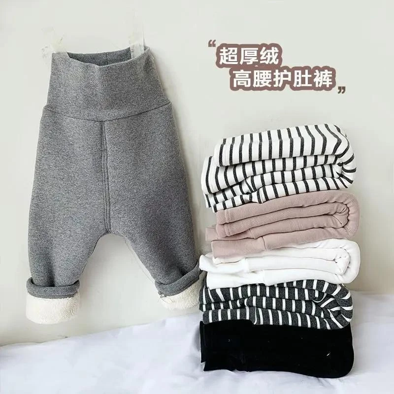 加厚绒保暖高腰护肚裤婴幼儿棉长裤男女宝宝超厚打底裤冬新款