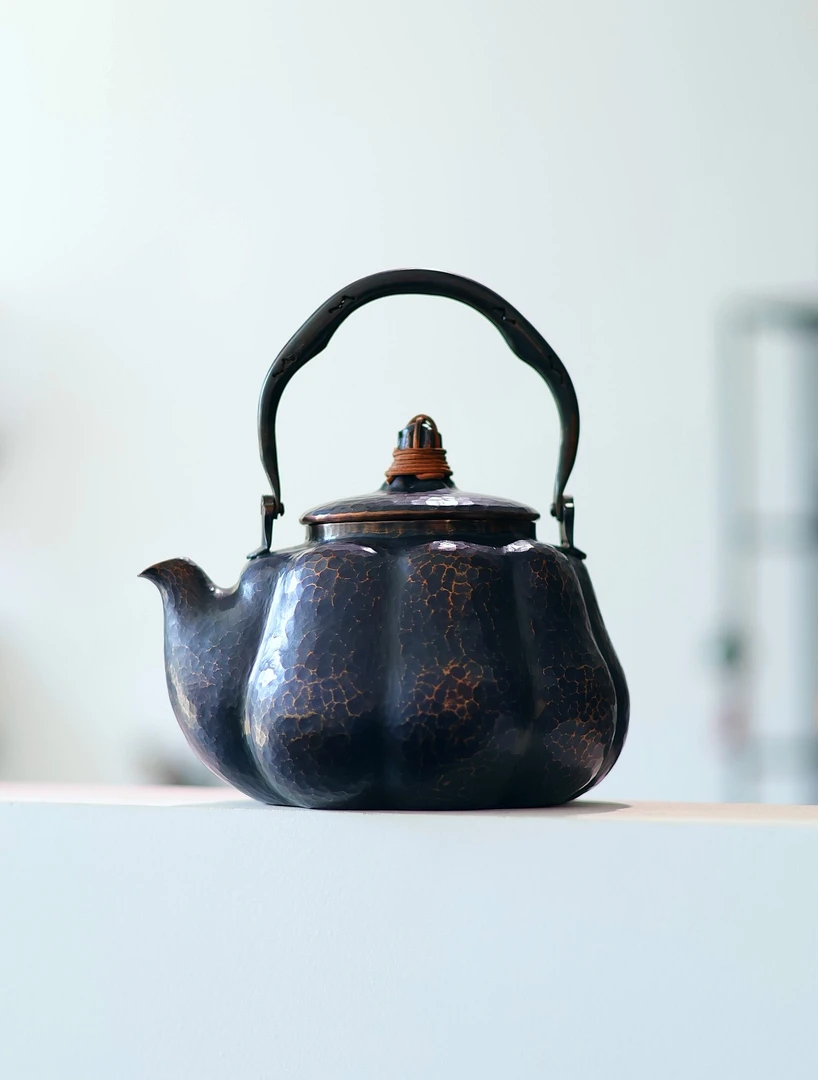 手作铜南瓜一体铜壶器而不舍习古器厚口虫高工壶1200cc14.5×20cm