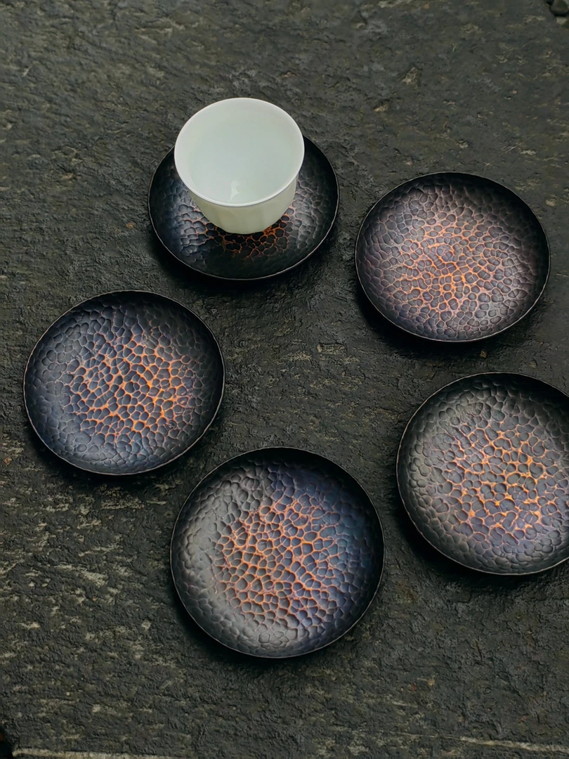 手作铜经典手工圆茶托防滑陶瓷茶杯垫茶垫杯托家用隔热垫复古茶道