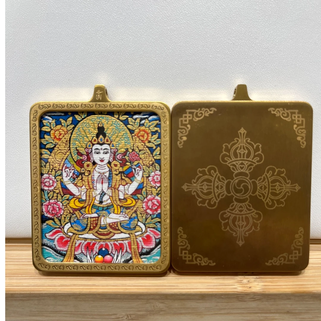 生肖鼠 四臂 黄铜方形壳子