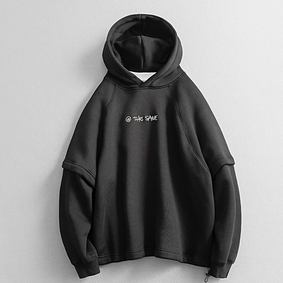 ST Shen 冬美式复古街潮阔版加厚内植绒连帽卫衣男女刺绣套头帽衫