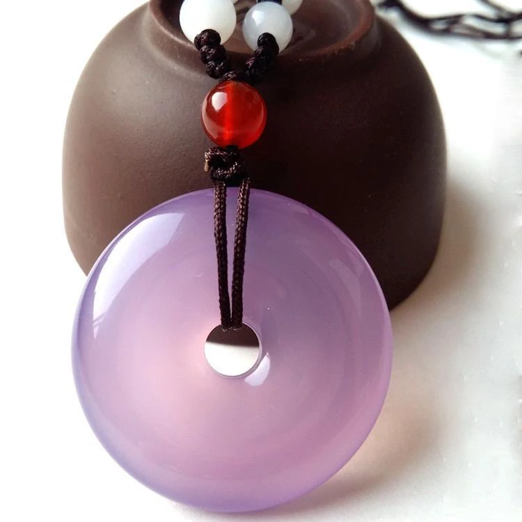 天然冰种紫玉髓平安扣挂坠男女款玉佩玉石吊坠玛瑙挂件紫色情侣