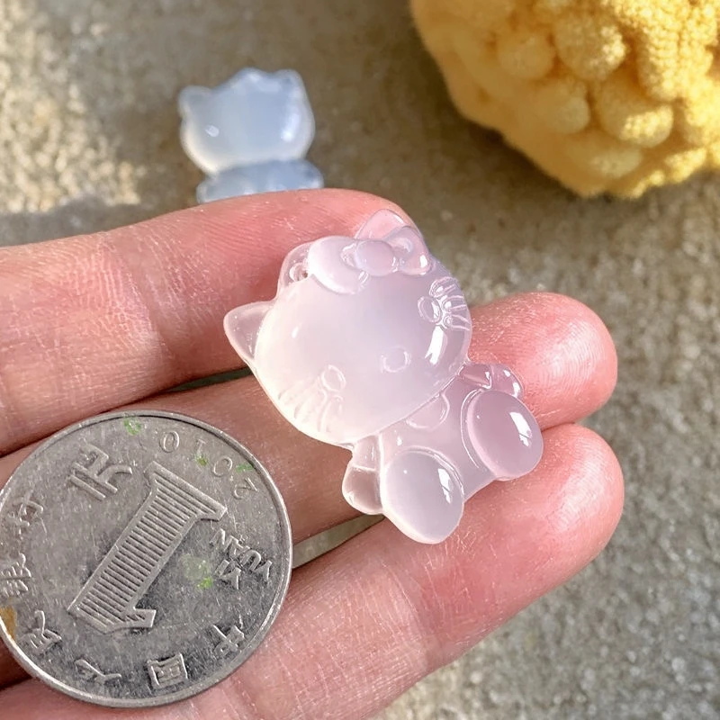 天然冰透玉髓玛瑙KT猫招财猫吊坠挂件 多样性发货，拍一发一