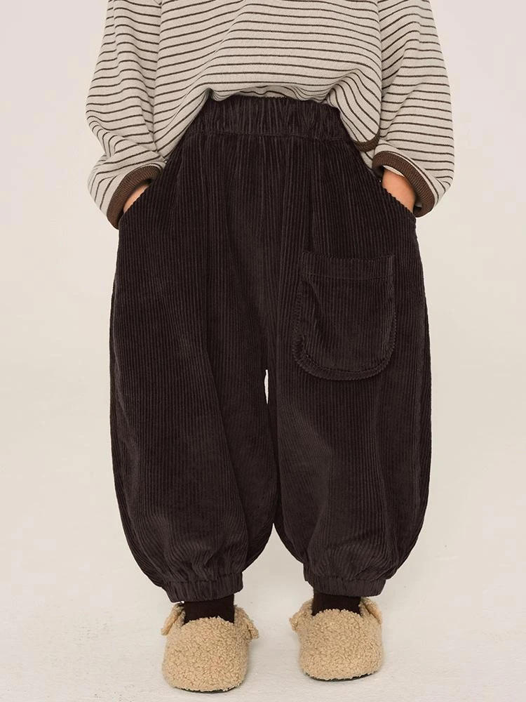 男童裤子加绒冬季2023新款儿童加厚灯芯绒休闲裤中小童保暖长裤