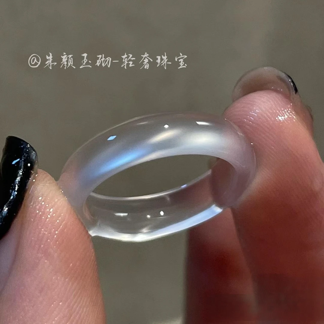 天然马料香槟金指环玛瑙戒圈戒指女款玉石送女友七夕轻奢礼物推荐