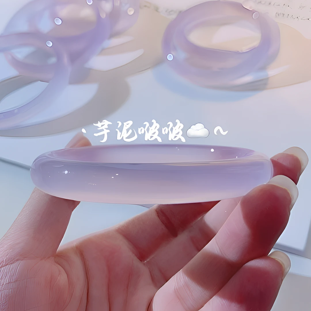 天然紫玉手镯正品玛瑙玉髓春彩紫罗兰珠宝玉手镯送女友多样性发一