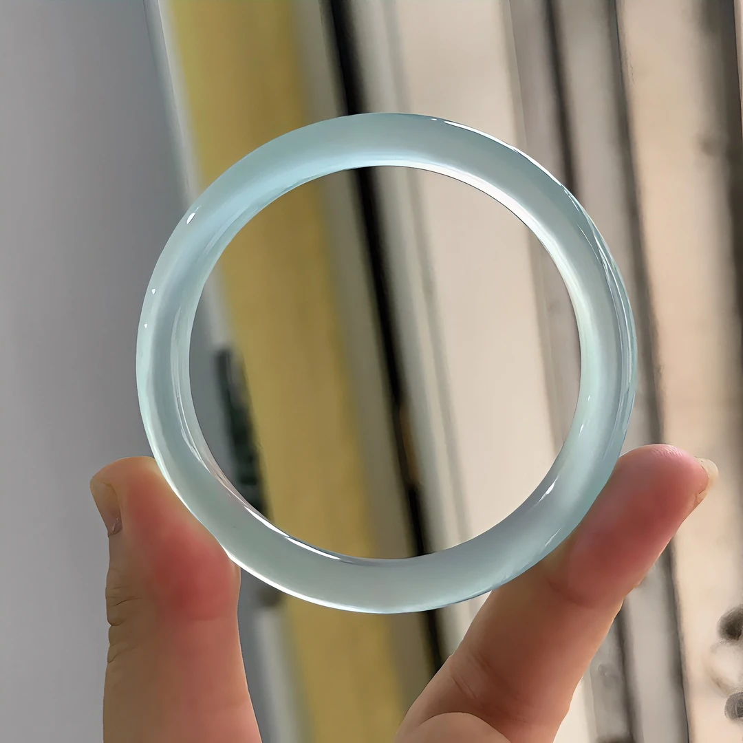 【官方保真】天然天空蓝玛瑙玉髓手镯女冰透蓝水色玉手镯多样性发一