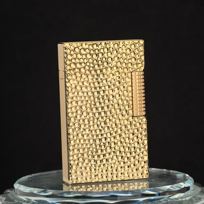 好运达陨石坑手工煤油打火机高档钢音朗声金色侧滑创意送男士礼物