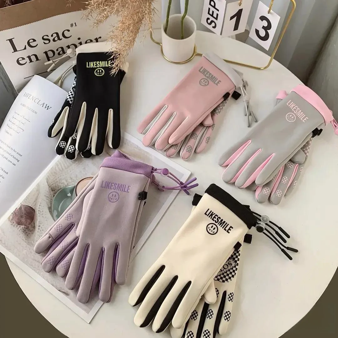 冬季女手套加绒保暖防风防雨雪骑车户外运动手套开车触屏防滑薄款