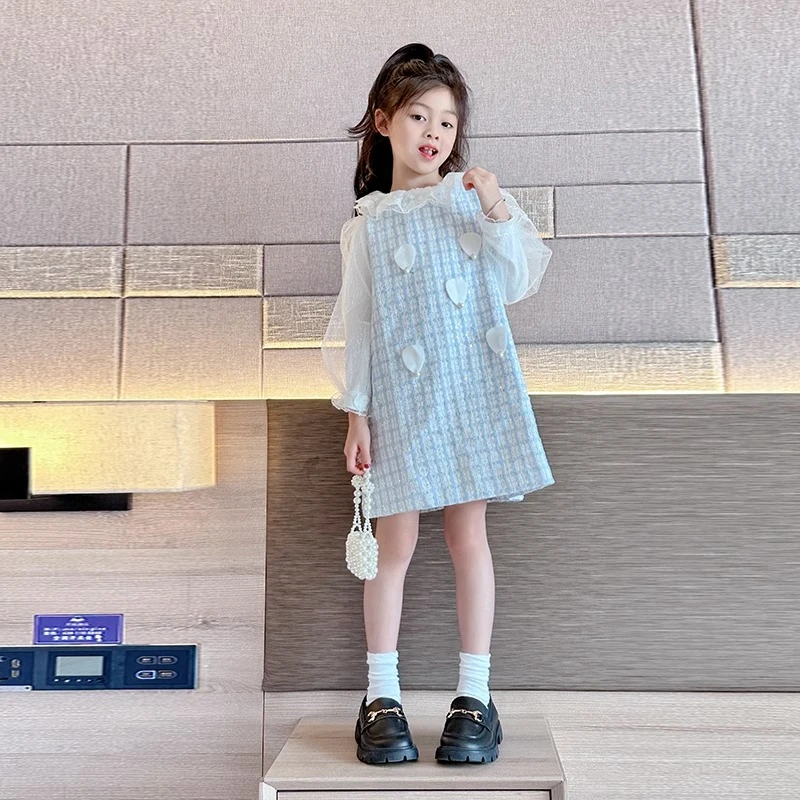 女童春装2024新款连衣裙女孩休闲学院风公主裙春季中大童网红裙子