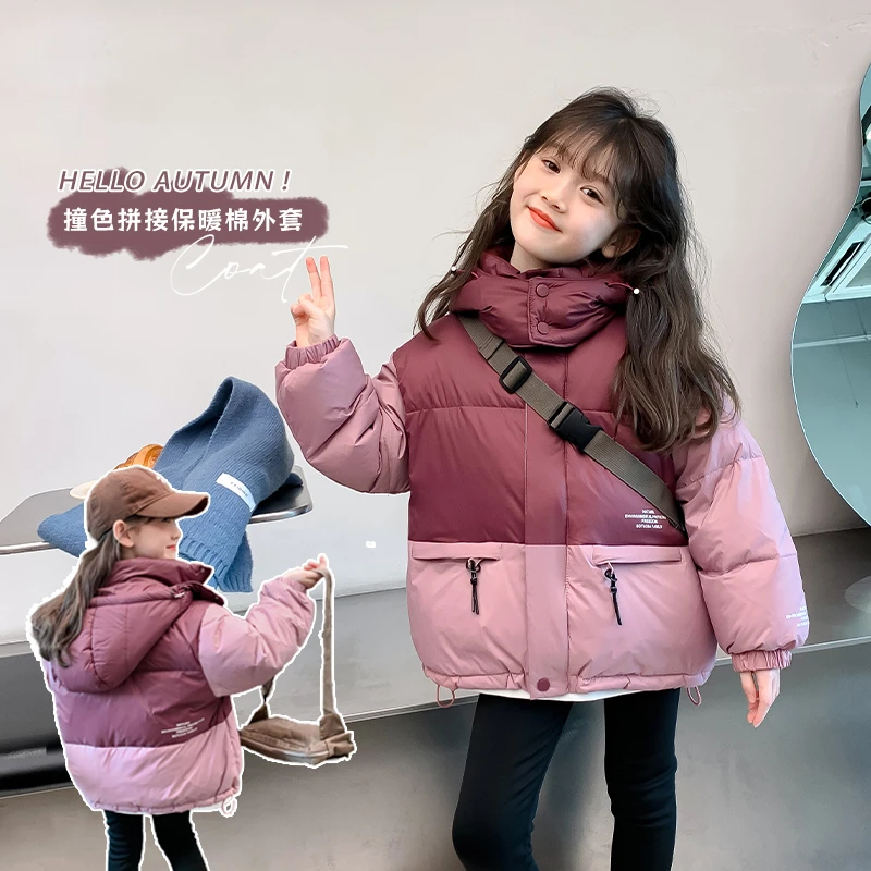 儿童羽绒服女童2023新款洋气中大童女孩面包服白鸭绒加厚冬装童装