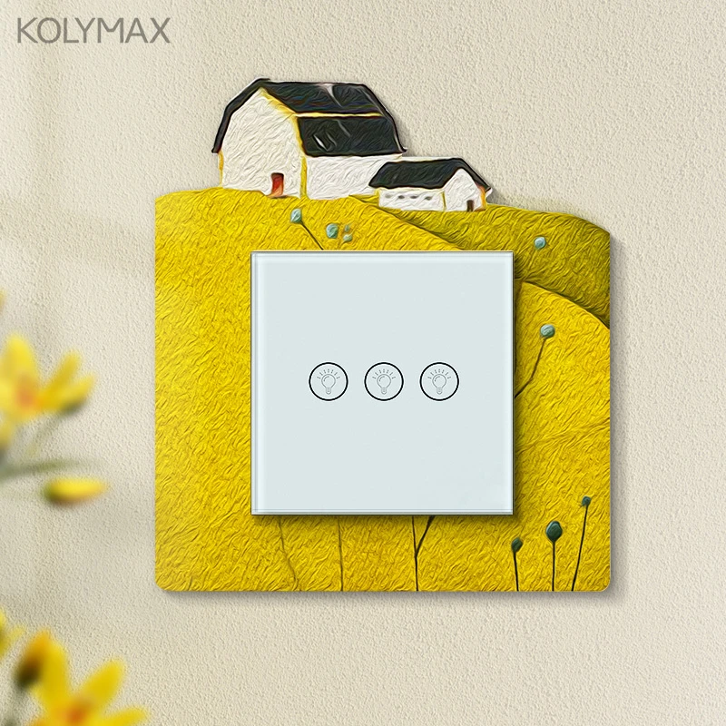 金色家园开关贴保护套客厅灯插座防脏装饰墙贴简约墙面开关保护套