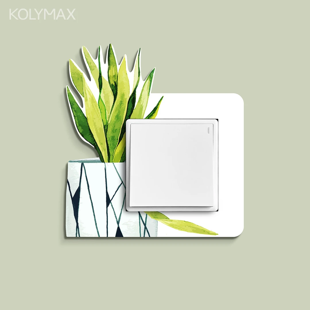KOLYMAX创意水彩盆栽开关贴立体灯开关装饰贴客厅卧室开关边框套