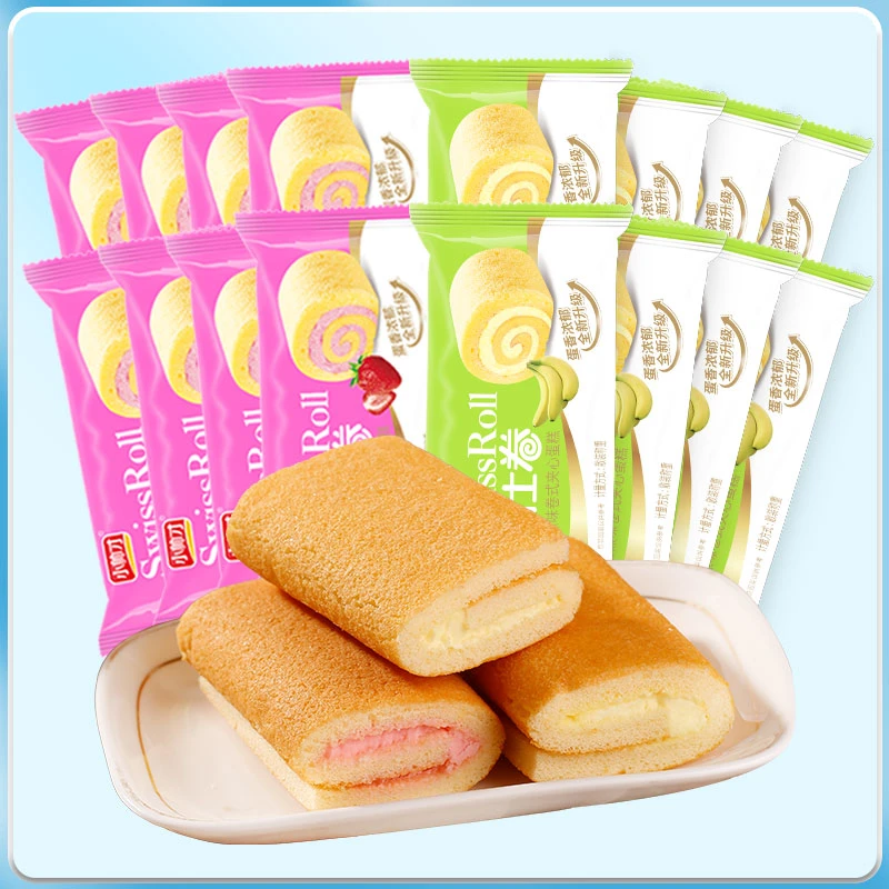 小帅才瑞士卷草莓味香蕉味优惠活动休闲零食营养健康夹心糕点 HD