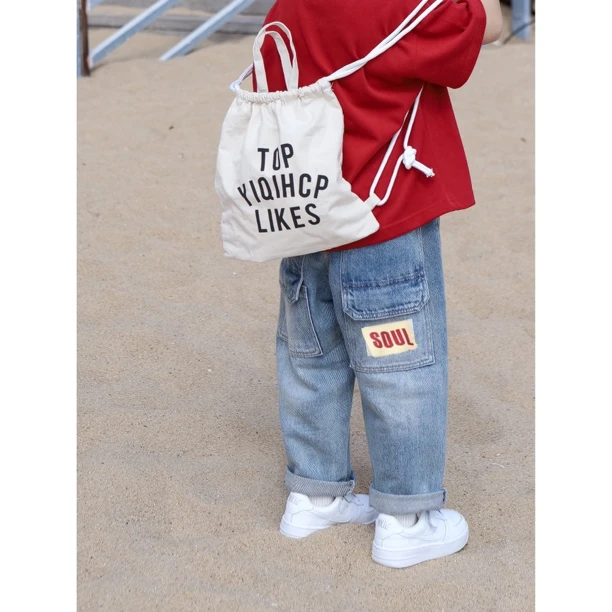 伟伟同款【杂志麻豆】2024春季新款儿童宽松牛仔裤WW0192