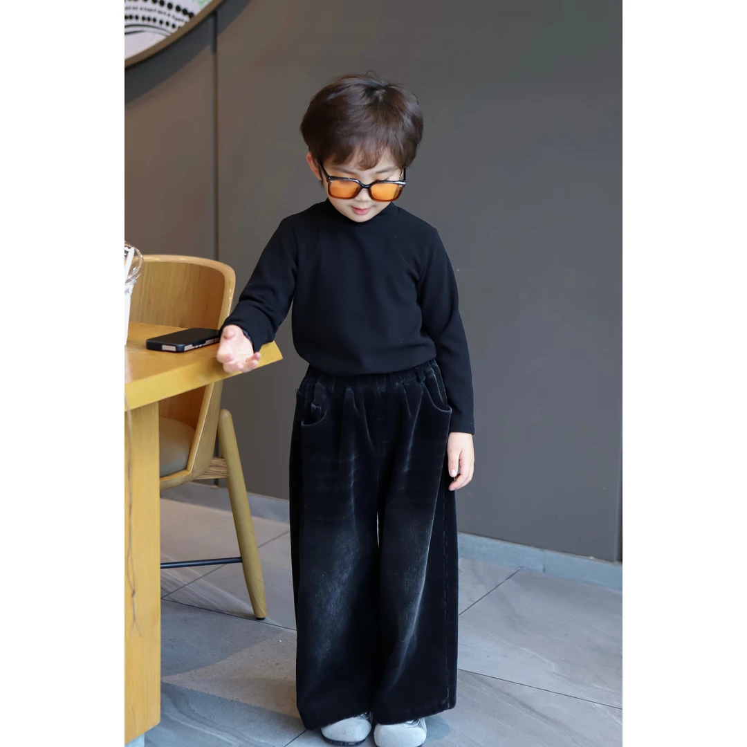 【现货】伟伟同款【超绝质感】2024冬季新品加绒黑条绒休闲裤WW0418