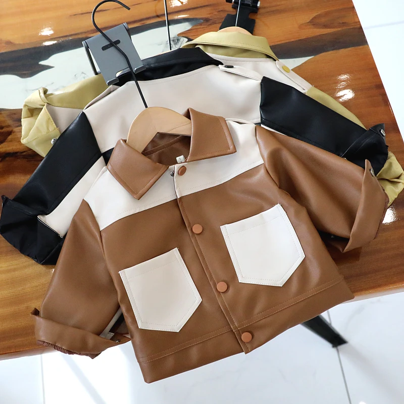 儿童春装皮衣韩版潮童宝宝夹克外套男童机车服婴儿上衣外出服1759