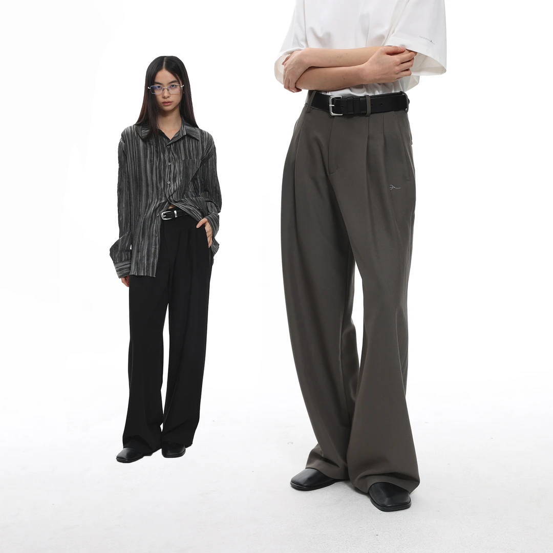 roaringwild a arch 咆哮野兽 黑色/灰色双褶垂感西裤夏日穿搭