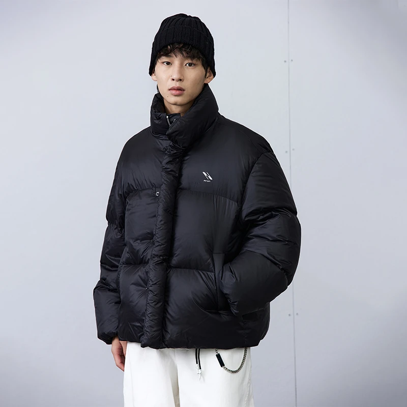 roaringwild a arch 咆哮野兽 黑色/灰色/白色徽标蓬松感羽绒外套