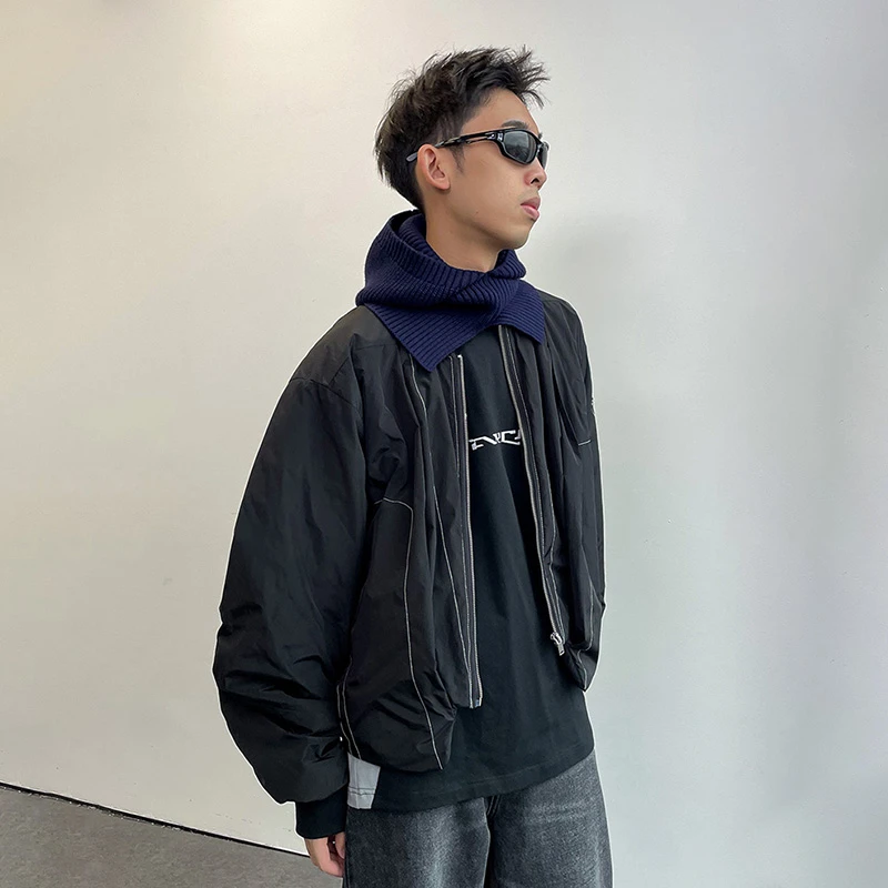 ARCH 咆哮野兽 灰色结构夹棉飞行夹克外套 宽松潮流休闲百搭外穿