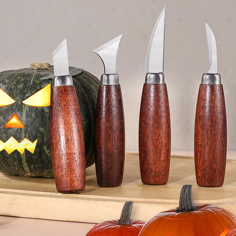 圆柄胡桃木雕刻刀 椴木套装手动挖勺 削木刀木工雕刻万用刀套装