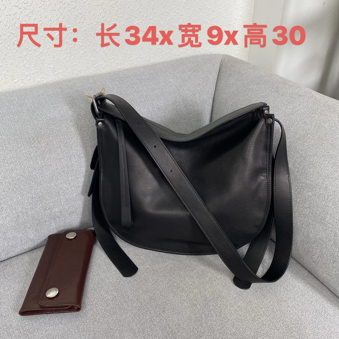 头层小牛皮马鞍包休闲时尚百搭单肩斜挎大容量真皮女包