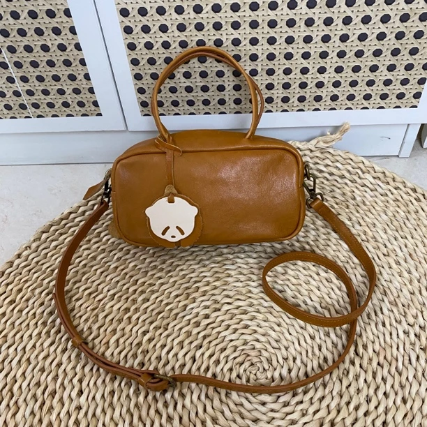 2024新款植鞣牛皮小挎包时尚休闲百搭小众小方包韩版简约