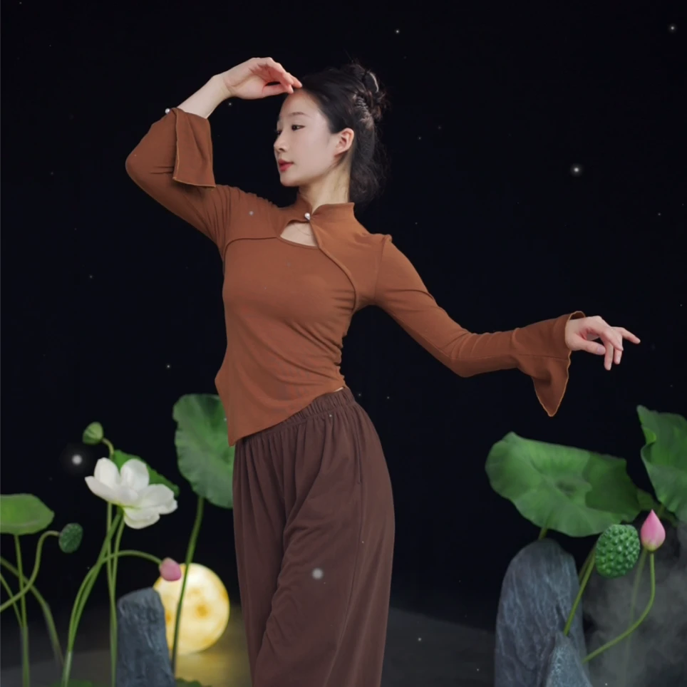 3308 D 舞蹈服女成人上衣现代2023秋季新款形体练功跳舞老师修