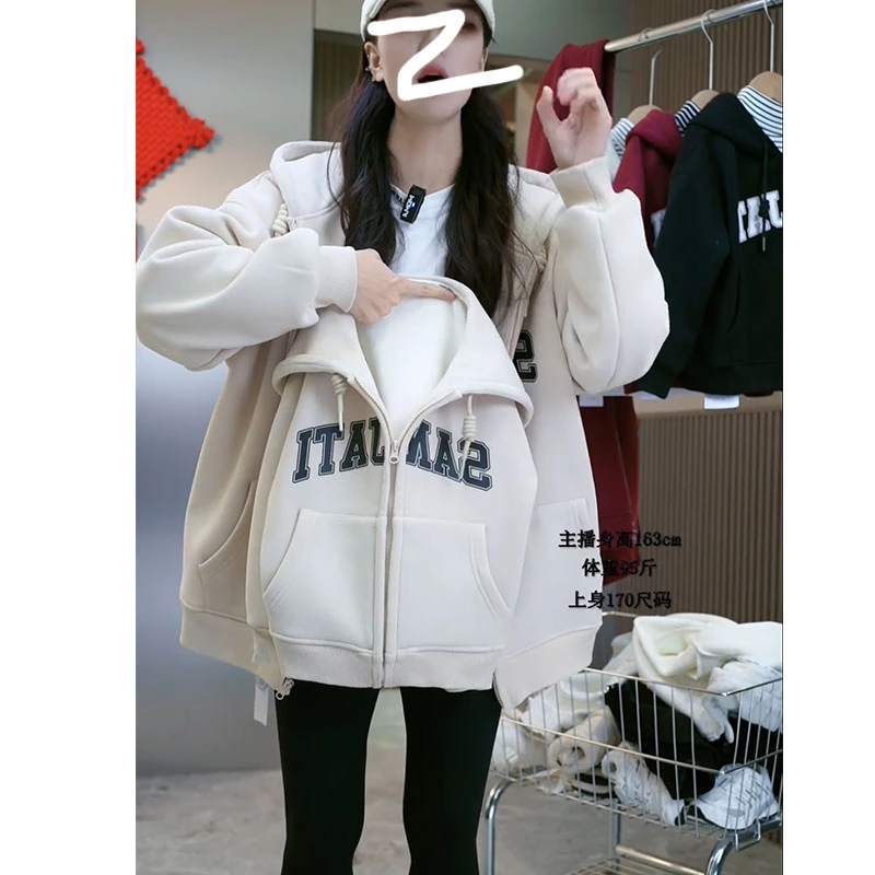 【加绒加厚】亲子装新款韩版男女童个性休闲运动卫衣洋气潮流外套