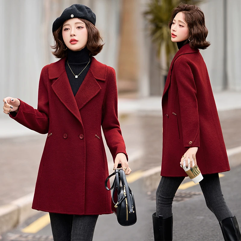 气质西装领双面羊毛大衣女2025秋冬新款高级感洋气高端毛呢外套女