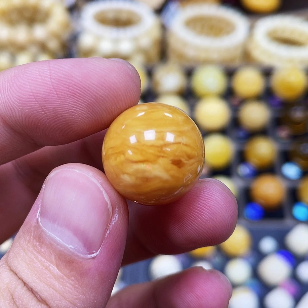 蜜蜡珠宝奇石未镶嵌18.0+mm氧化细纹款｜圆珠·段掌柜