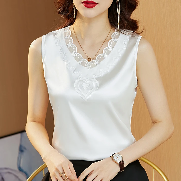 法式别致小背心内搭春夏黑色缎面大码打底蕾丝吊带外穿无袖修身女