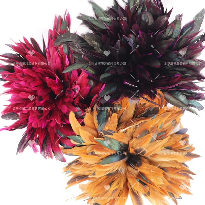 羽毛批发5-7英寸紫泳公鸡毛羽毛DIY服装辅料饰品装饰彩色公鸡毛