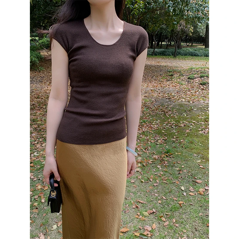 杨小妖 瘦瘦T 品质120s扬子纱无缝一体休闲T桖女显瘦夏日短袖上衣