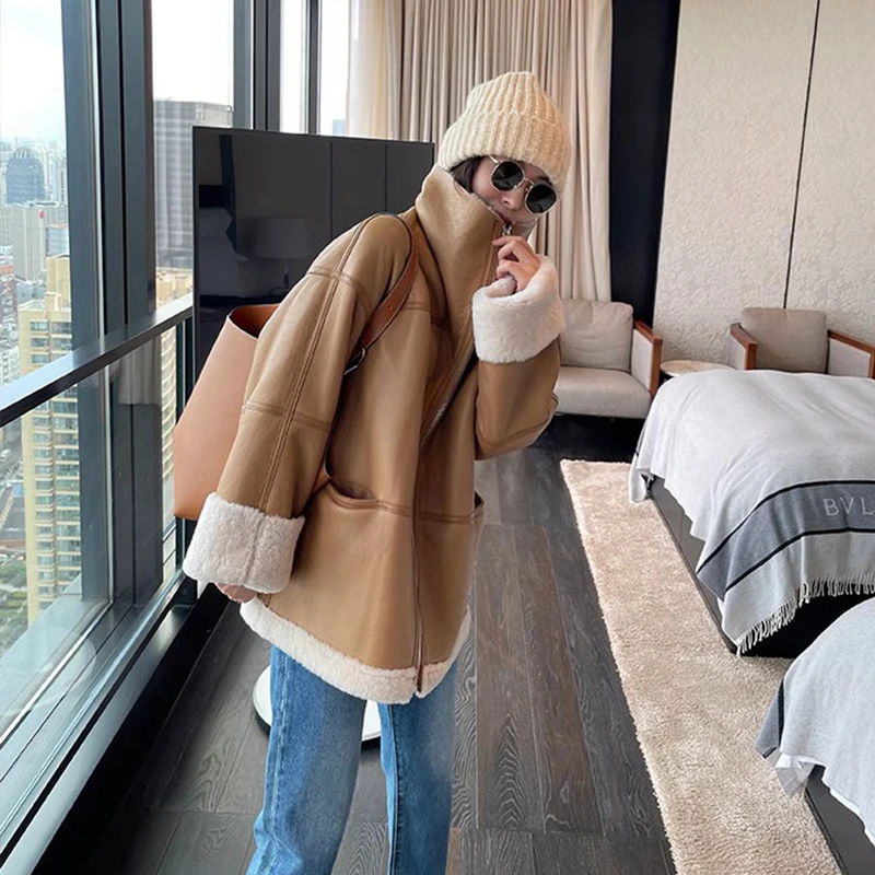 杨小妖新款潮流西海岸高端美利奴皮毛一体皮草外套女羊羔毛年轻