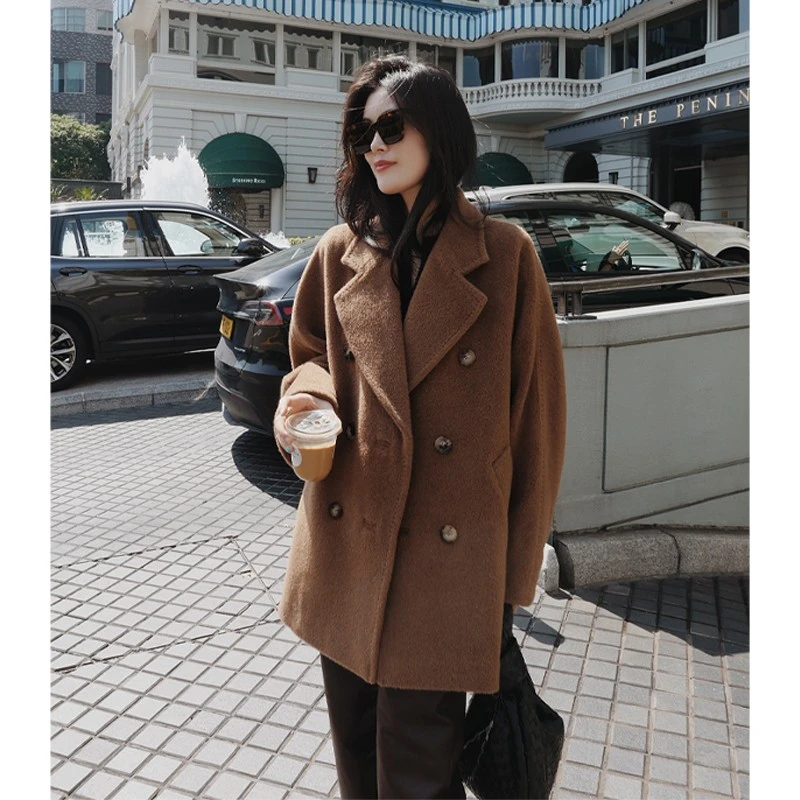 杨小妖百年骆马 高级感西装领骆马绒羊驼毛大衣女羊毛呢外套冬厚
