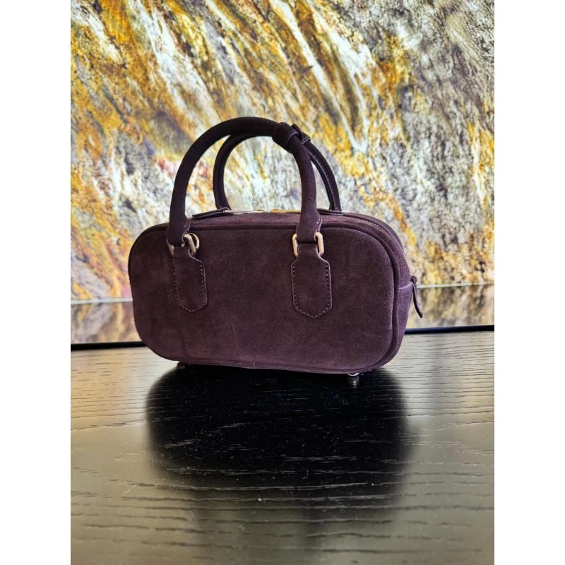 HIRMRIS手工真皮包550819-磨砂咖啡 翻毛保保球 25底长