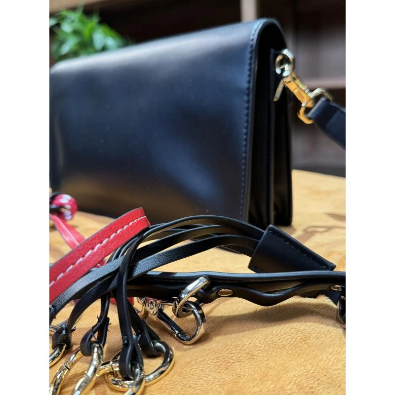 HIRMRIS手工真皮包551052小翻梨 三挂件链条黑色