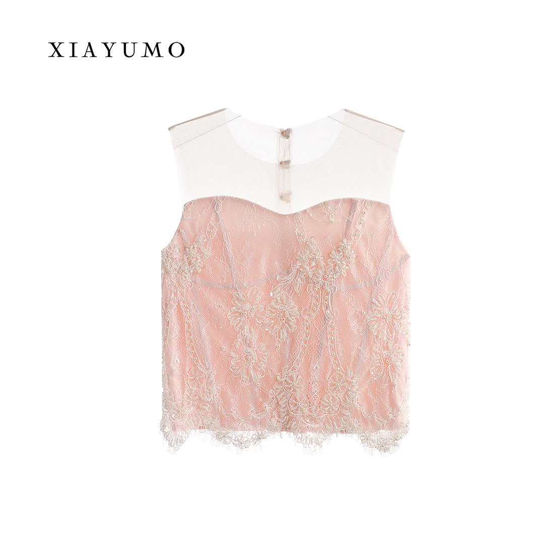 夏羽墨春夏高定粉色法式蕾丝三件套设计师轻奢小众套装