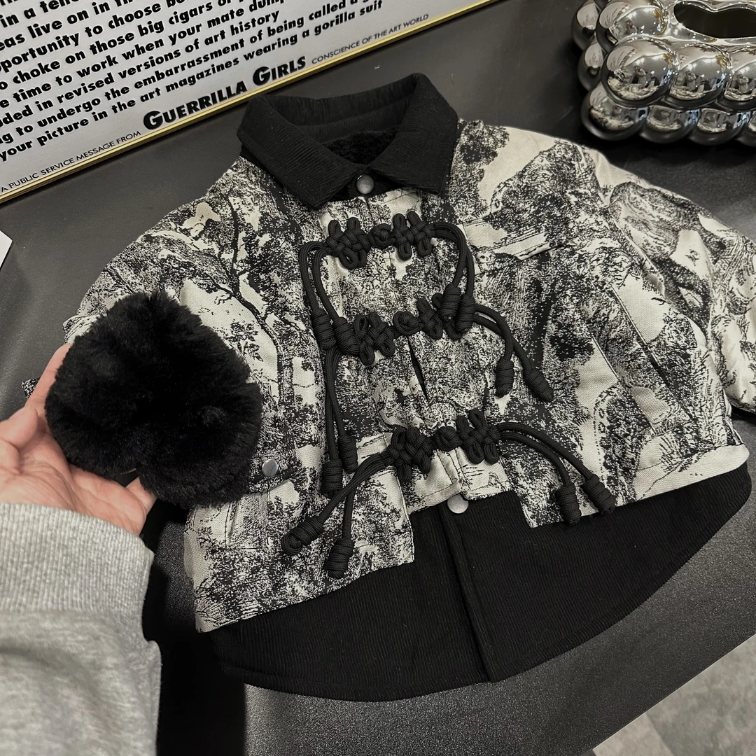 男童拜年服冬季2025新款新中式唐装国风加厚保暖宝宝棉衣外套