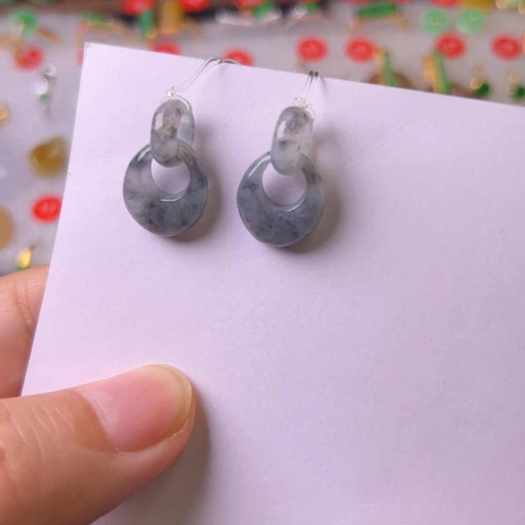 翡翠耳饰未镶嵌双环扣