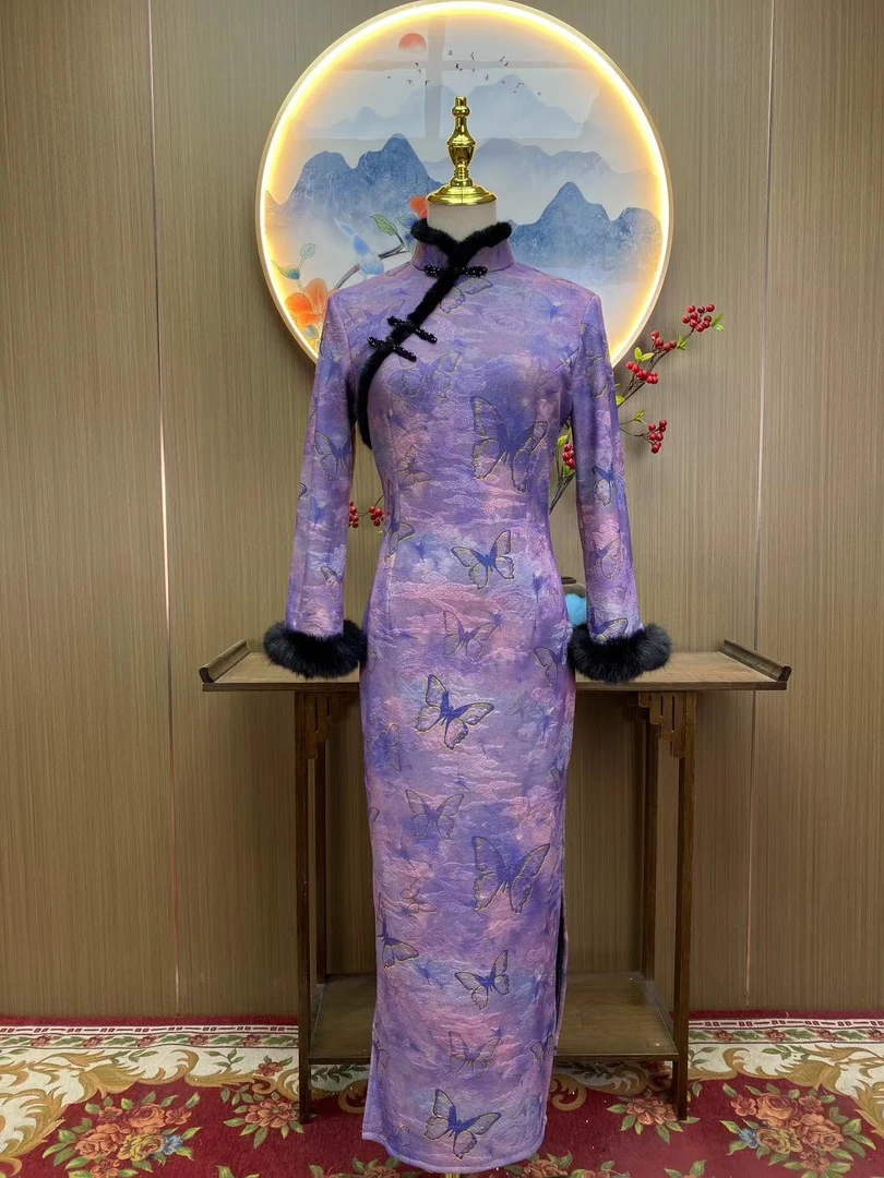 玄女 冬款日常气质文艺国风复古优雅长款旗袍
