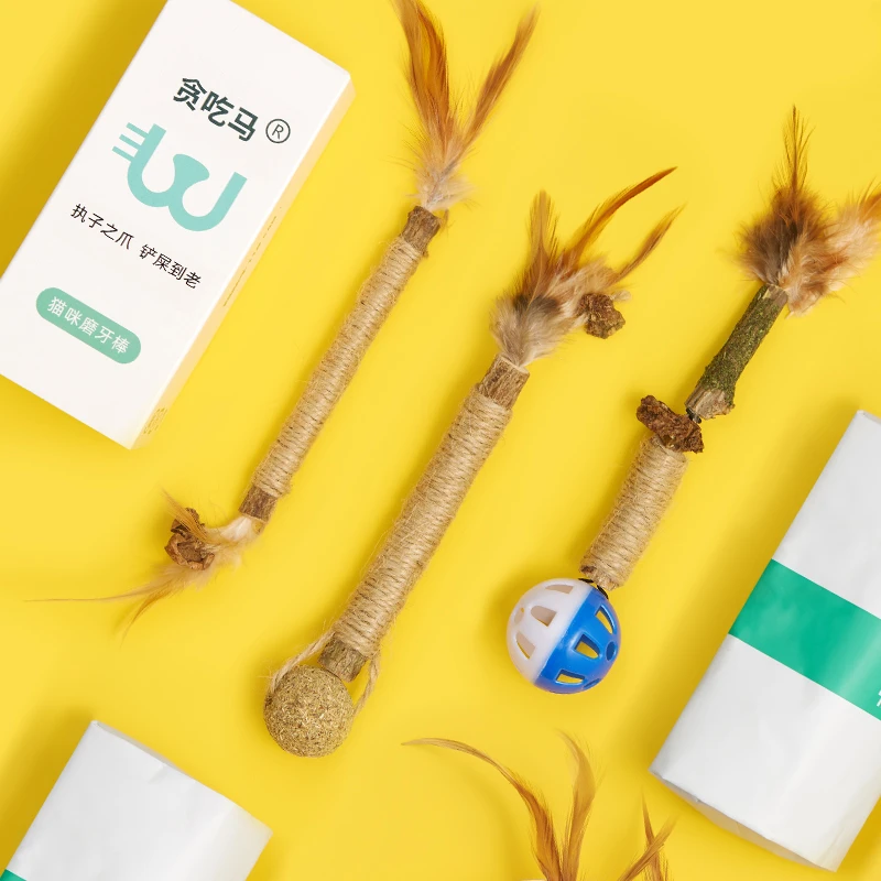 贪吃马木天蓼磨牙棒猫玩具自嗨解闷猫薄荷球升级手工逗猫棒耐咬