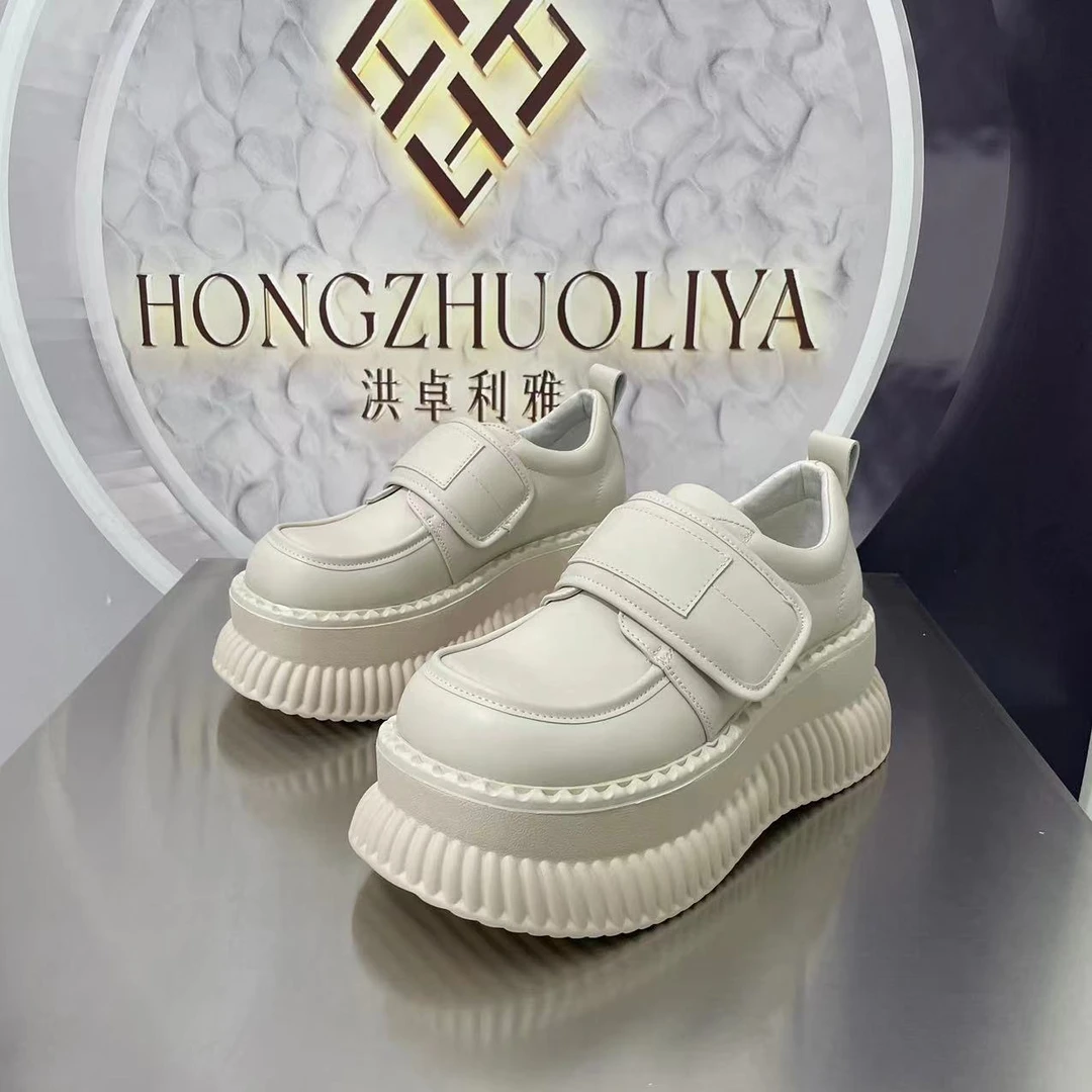 8631-1四季2024厚底乐福鞋学院风小皮鞋圆头百搭棉鞋白色春秋