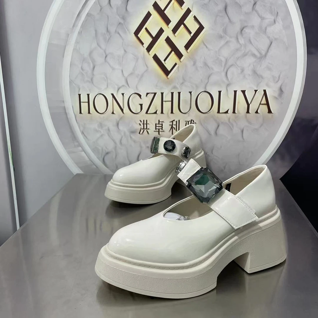 205-51春夏2024厚底乐福鞋学院风小皮鞋圆头百搭单鞋白色