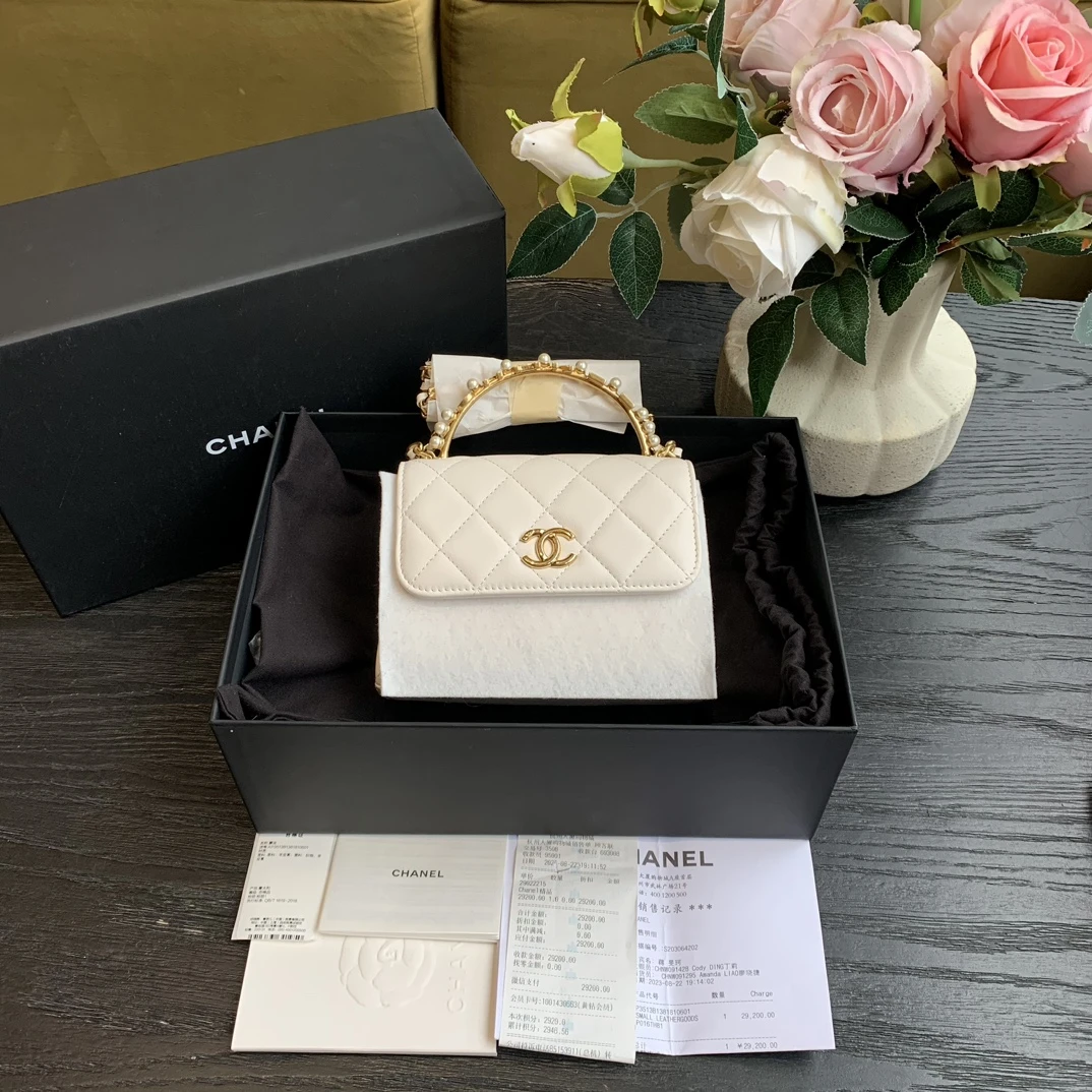 99新 Chanel/香奈儿 香奈儿 23b珍珠手柄单肩包/sp21764