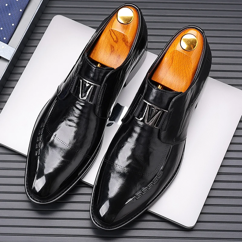 新郎尖头头层牛皮商务正装休闲皮鞋男高级感软底软面真皮鞋春秋款