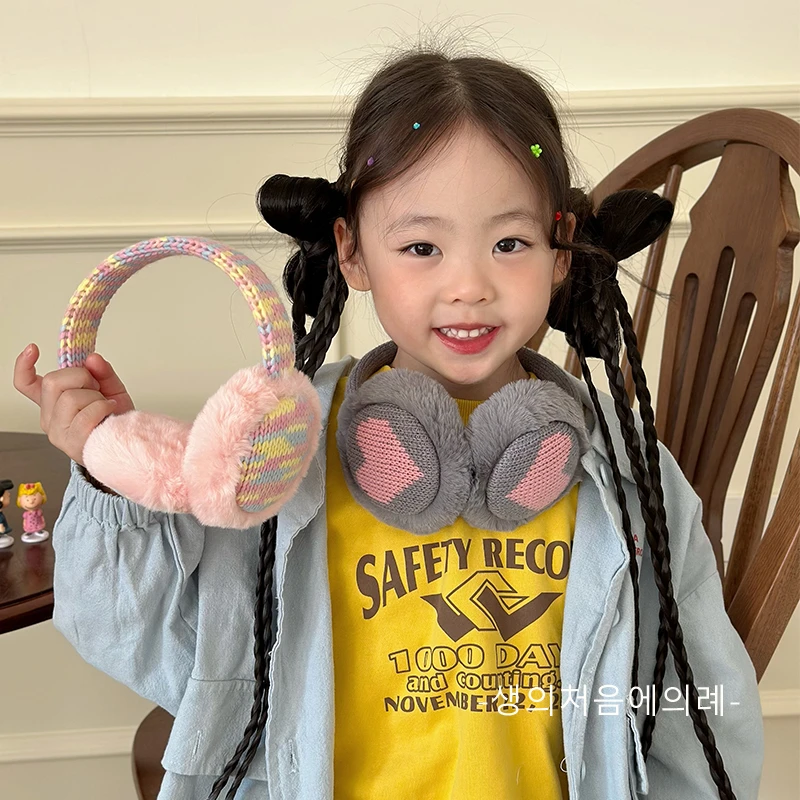 时尚爱心毛绒耳罩秋冬季保暖防冻儿童护耳罩冬天女童耳暖宝宝耳套